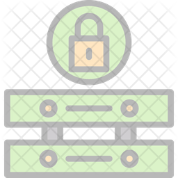Database Lock Icon - Download in Colored Outline Style