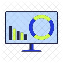 Datenanalyse auf dem Computermonitor  Symbol