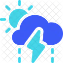 Day Rainy With Thunderbolt Weather Cloud Icon