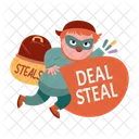 Deal Steal Thief Lettering Icon