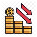Decrease Money Coin Filled Line Icon
