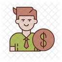 Dedução fiscal com personagem masculino  Ícone