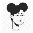 Dejected student girl with space buns  Icon