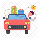Christmas Car Deliver Gifts Driving Car Icon