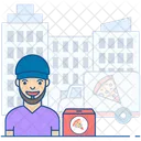 Delivery Man Pizza Boy Dispatcher Icon
