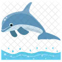 Delphin Springender Cartoon Springender Delphin Symbol