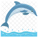 Delphin Schwimmen Springender Cartoon Springender Delphin Symbol