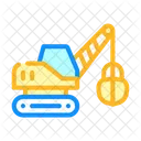 Tractor Excavator Color Icon