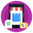 Mcommerce Descuento En Linea Compras En Linea Icono