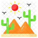사막 전망 태양 아이콘