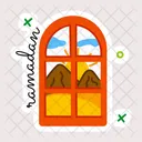 Desert Window Ramadan Typography Window View Icône