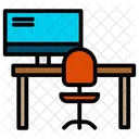Tabletable Computer Working Place Icon