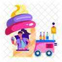 Dessert Cart Sweet Cart Dessert Stall Icon