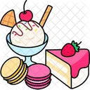 Desserts macaron cake and ice cream dessert  Icon