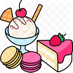 Desserts macaron cake and ice cream dessert  Icon