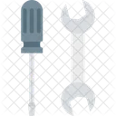 Destornillador Y Llave Destornillador Y Llave Destornillador Icono