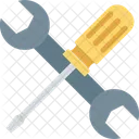 Destornillador Y Llave Destornillador Y Llave Destornillador Icono