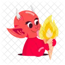 Devil Eating Fire Cone Evil Icon