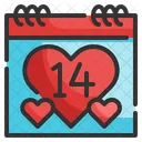 Dia De San Valentin Calendario Amor Icono