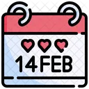 Dia Dos Namorados Quatorze De Fevereiro Calendario De 14 De Fevereiro Ícone