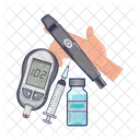 Diabetes drug, injection with glukometer  Icon