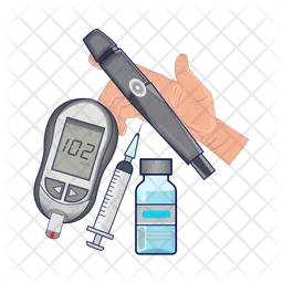 Diabetes drug, injection with glukometer  Icon