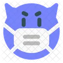 Diablo Emoji Con Mascarilla Emoji Icono
