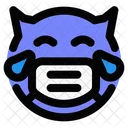 Alegria Del Diablo Emoji Con Mascarilla Emoji Icono