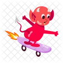 Skatista Do Diabo Skateboarding Mal Ícone