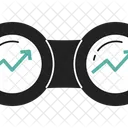 Diagrama de setas de lucro para cima em binóculos  Ícone