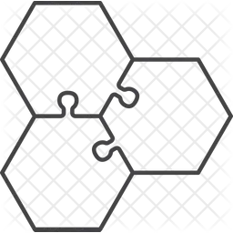 Diagrama alinhado de quebra-cabeça infográfico hexagonal  Ícone