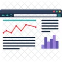 Diagrama, gráfico y texto en la página web.  Icono