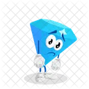 Mascota Del Logotipo De Diamante Pose Triste Sonriendo Icono
