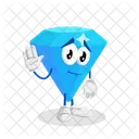 Diamond Logo Mascot Goodbye Pose Cartoon Icon
