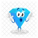 Diamond Logo Mascot Surprise Pose Cartoon Icon
