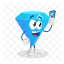 Diamond Logo Mascot With Selfie Pose Cartoon Icon