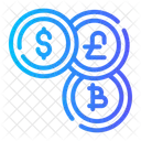 Different Currencies Dollar Bitcoin Icon