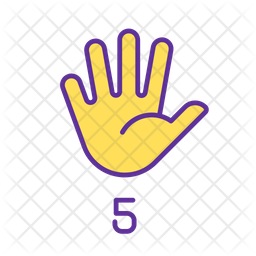 Digit Six In American Sign Language Icon - Download in Colored Outline ...