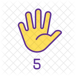Digit Five In American Sign Language  Icon