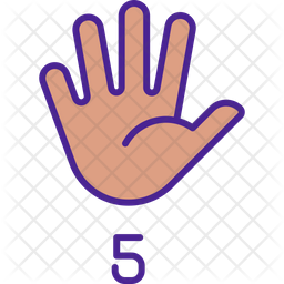 Digit Five In American Sign Language Icon - Download in Colored Outline ...