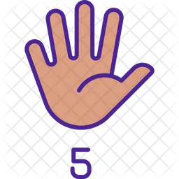 Digit Five In American Sign Language  Icon