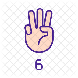 Digit Six In American Sign Language Icon - Download in Colored Outline ...