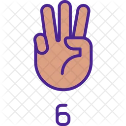 Digit Six In American Sign Language  Icon