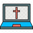 Digital Christian Cross Cross Monitor Icon