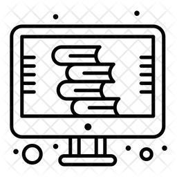 Digital Library Icon - Download in Line Style