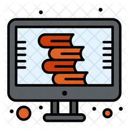 Digital Library Icon - Download in Colored Outline Style