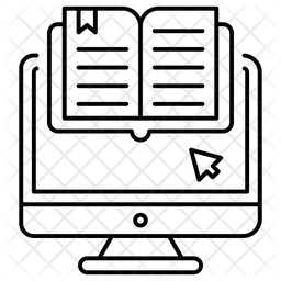 Digital Library Icon - Download in Line Style