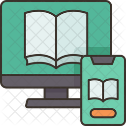Digital Library Icon - Download in Colored Outline Style