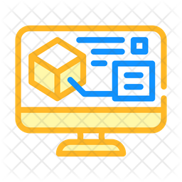 Digital Model Icon - Download in Colored Outline Style