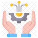 Digital Transformation Hand Gear Icon